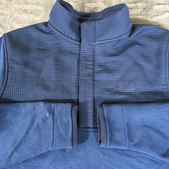 Under Armour Other - Under Armour ColdGear Mens Small Blue Waffle Knit 1/4 Zip Pullover Jacket AR395